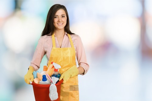Professional cleaning service preparing a BR1 workplace